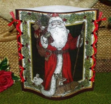 Lantern made of laminated motif for tealight – Weihnachtsmänner