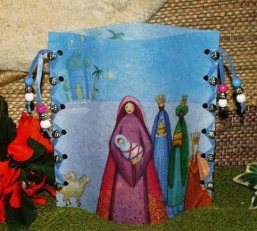Lantern made of laminated motif for tealight - Heilige Nacht