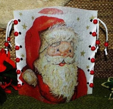 Lantern made of laminated motif for tealight - Weihnachtsmann