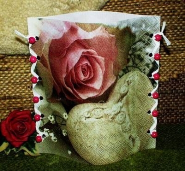 Lantern made of laminated motif for tealight - Rose mit Herz