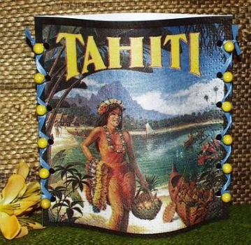 Lantern made of laminated motif for tealight -  Tahiti