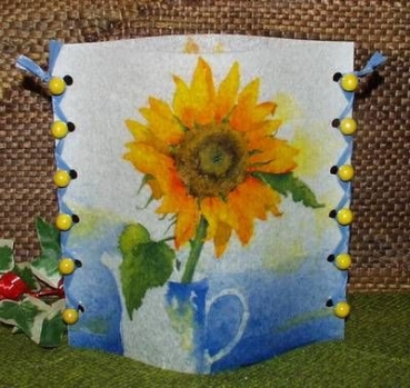 Lantern made of laminated motif for tealight - Sonnenblume