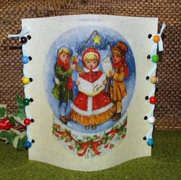 Lantern made of laminated motif for tealight - Singende Kinder