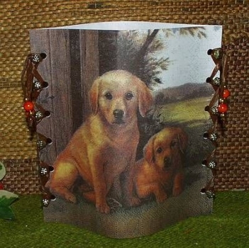 Lantern made of laminated motif for tealight - Hunde
