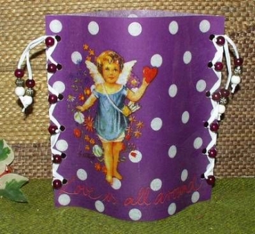 Lantern made of laminated motif for tealight -  Engel