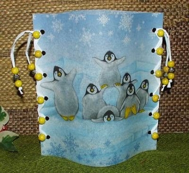 Lantern made of laminated motif for tealight - Pinguine