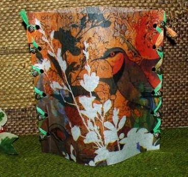 Lantern made of laminated motif for tealight - Vogel - Blumen