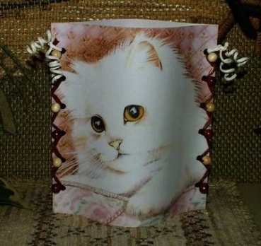 Lantern made of laminated motif for tealight - Weiße Katze