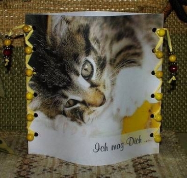 Lantern made of laminated motif for tealight – Katze