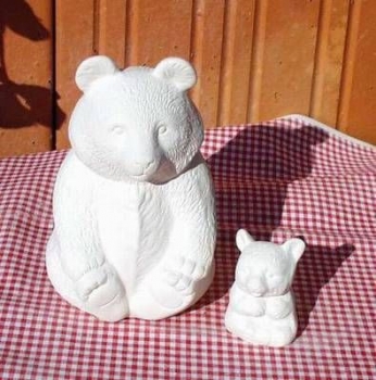 Pandabären (2) - 14 und 5,5 cm hoch - Schrühware