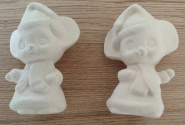Weihnachtsmäuse im 2er-Set - je 9 x 6 cm - Schrühware