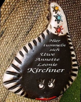 Türschild – getöpfert – Fisch – 20 x 16 cm - Schriftfeld braun – Handarbeit – Unikat