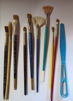 Pinsel im 10er-Set – gebraucht – Zusammenstellung laut Foto – u. a. ARISTOCRAT - DUNCAN – JÄGER - MAYCO