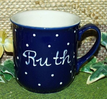 RKT - Namens-Tasse - Ein-Punkt-Blau - Ruth