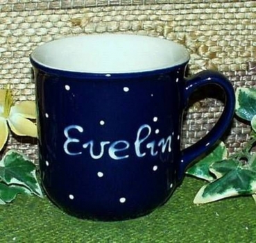 RKT - Namens-Tasse - Ein-Punkt-Blau - Evelin