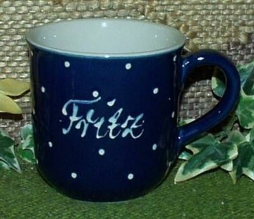 RKT - Namens-Tasse - Ein-Punkt-Blau - Fritz