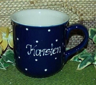 RKT - Namens-Tasse - Ein-Punkt-Blau - Karsten