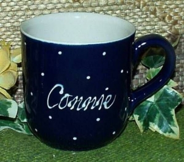 RKT - Namens-Tasse - Ein-Punkt-Blau - Connie
