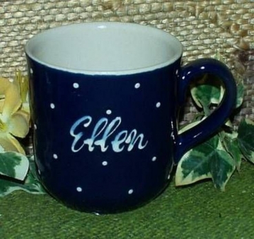 RKT - Namens-Tasse - Ein-Punkt-Blau - Ellen