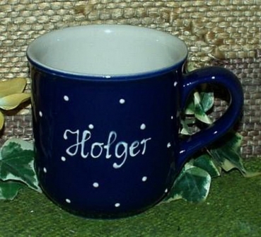 RKT - Namens-Tasse - Ein-Punkt-Blau – Holger