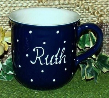 RKT - Namens-Tasse - Ein-Punkt-Blau - Ruth