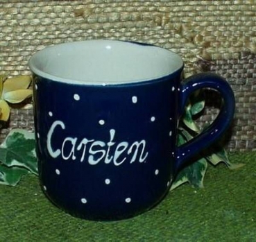 RKT - Namens-Tasse - Ein-Punkt-Blau - Carsten
