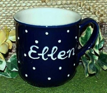 RKT - Namens-Tasse - Ein-Punkt-Blau - Ellen