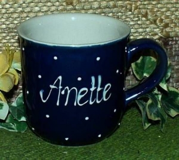 RKT - Namens-Tasse - Ein-Punkt-Blau - Anette