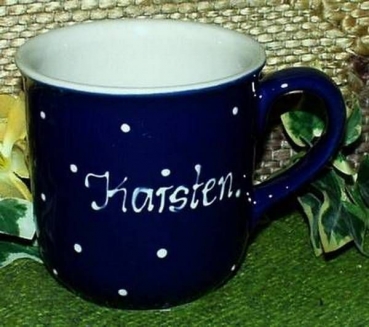 RKT - Namens-Tasse - Ein-Punkt-Blau - Karsten