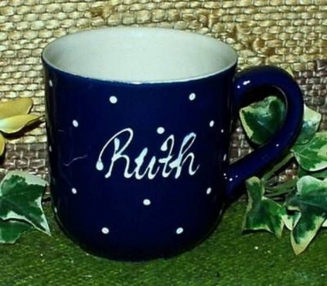 RKT - Namens-Tasse - Ein-Punkt-Blau - Ruth