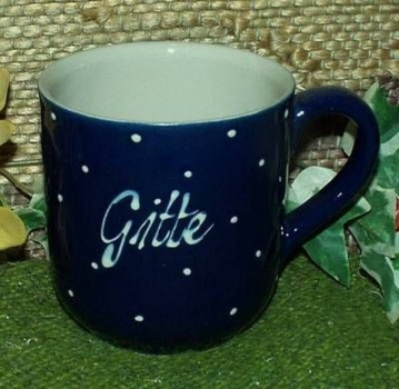 RKT - Namens-Tasse - Ein-Punkt-Blau - Gitte