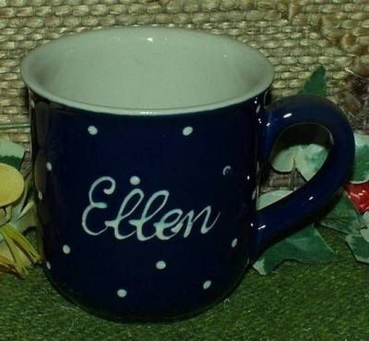 RKT - Namens-Tasse - Ein-Punkt-Blau - Ellen