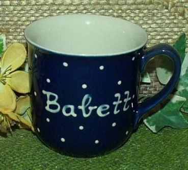 RKT - Namens-Tasse - Ein-Punkt-Blau - Babett