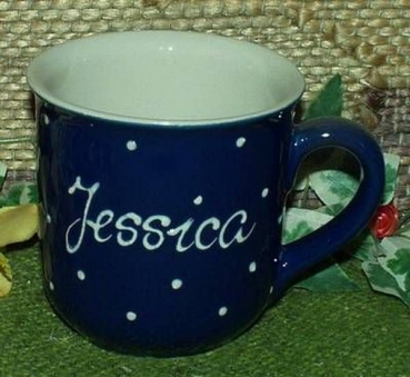 RKT - Namens-Tasse - Ein-Punkt-Blau - Jessica