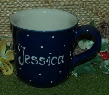 RKT - Namens-Tasse - Ein-Punkt-Blau – Jessica