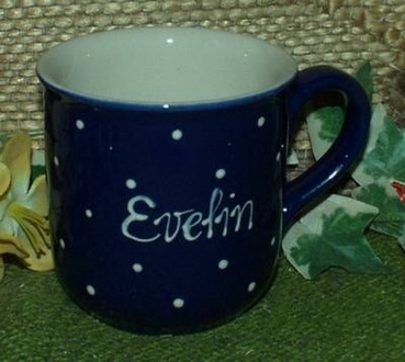 RKT - Namens-Tasse - Ein-Punkt-Blau – Evelin