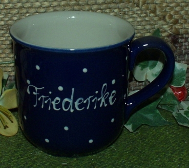 RKT - Namens-Tasse - Ein-Punkt-Blau – Friederike