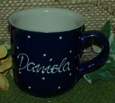 RKT - Namens-Tasse - Ein-Punkt-Blau – Daniela