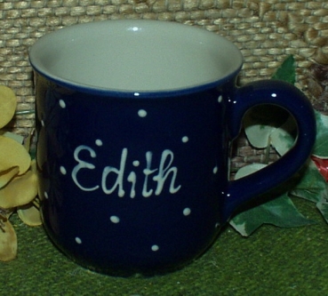 RKT - Namens-Tasse - Ein-Punkt-Blau – Edith