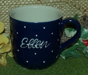 RKT - Namens-Tasse - Ein-Punkt-Blau – Ellen