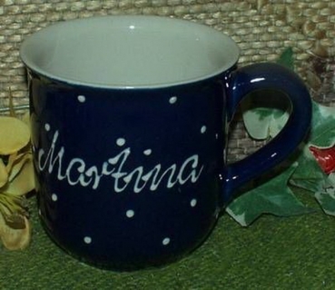 RKT - Namens-Tasse - Ein-Punkt-Blau – Martina