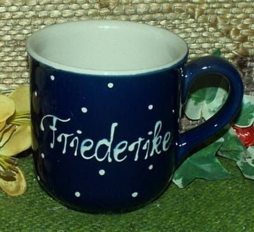 RKT - Namens-Tasse - Ein-Punkt-Blau – Friederike