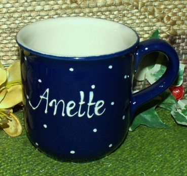 RKT - Namens-Tasse - Ein-Punkt-Blau – Anette