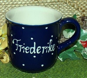 RKT - Namens-Tasse - Ein-Punkt-Blau – Friederike