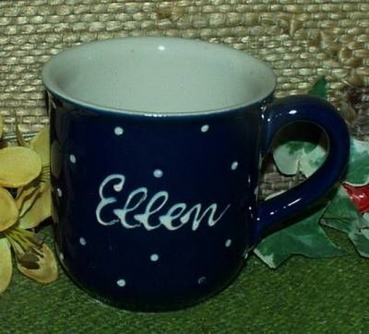 RKT - Namens-Tasse - Ein-Punkt-Blau – Ellen