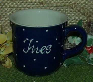 RKT - Namens-Tasse - Ein-Punkt-Blau – Ines