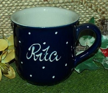 RKT - Namens-Tasse - Ein-Punkt-Blau – Rita