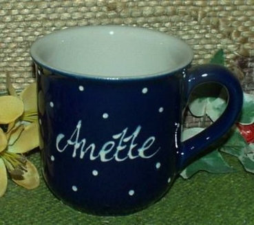 RKT - Namens-Tasse - Ein-Punkt-Blau – Anette