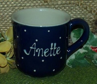 RKT - Namens-Tasse - Ein-Punkt-Blau – Anette