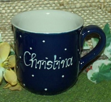 RKT - Namens-Tasse - Ein-Punkt-Blau – Christina